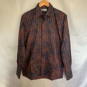 Berend DeWitt | Italian Cotton Abstract Floral Stripe Shirt | Medium | Italy